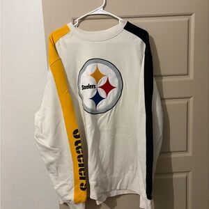 STARTER Men's White, Black, and Yellow Crewneck Sweater